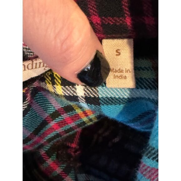 Soft Surroundings Shirt Womens Small Highlands Flannel Fuchsia Plaid Button Down - Picture 12 of 13